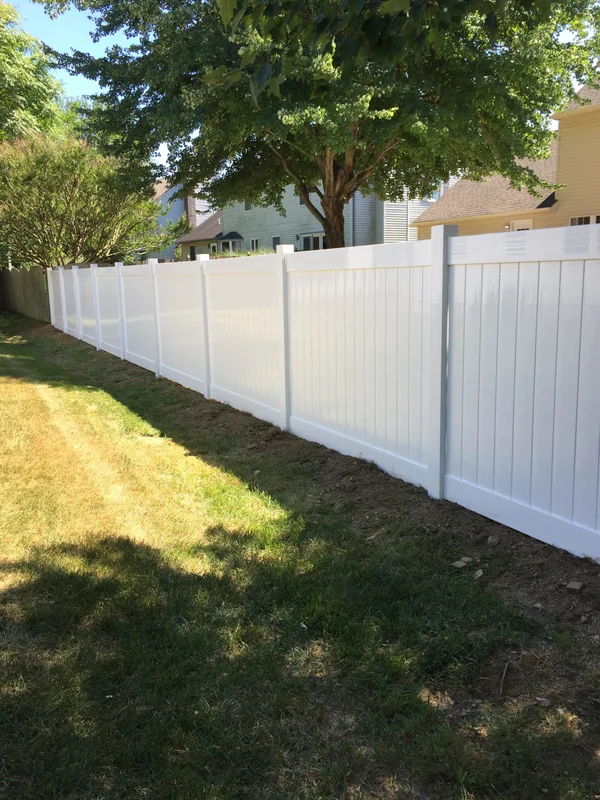 Vinyl privacy fence in side yard