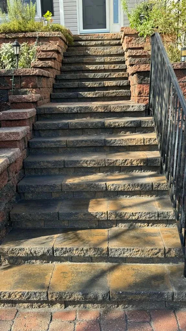 Concrete steps with railing
