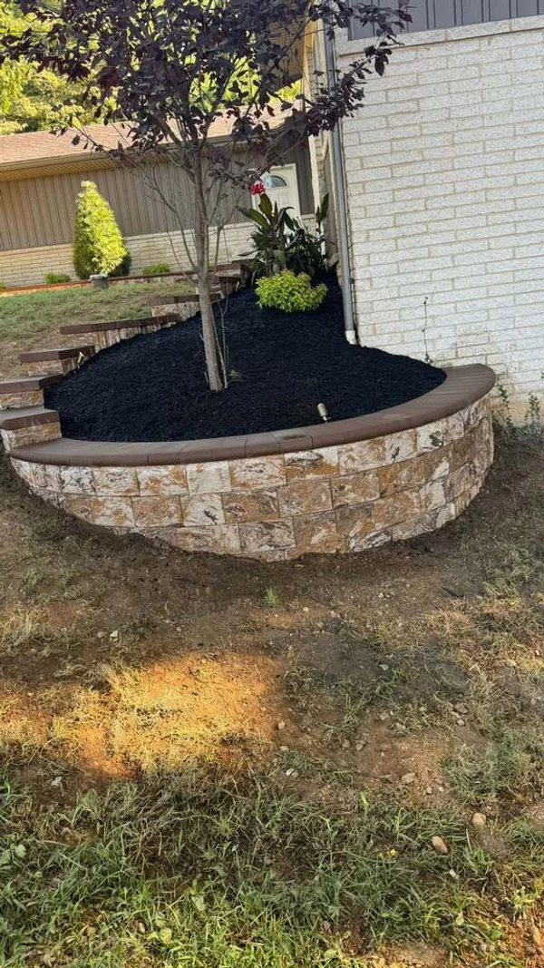 Concrete Wall Block Retaining Wall — planter bed & curved edge