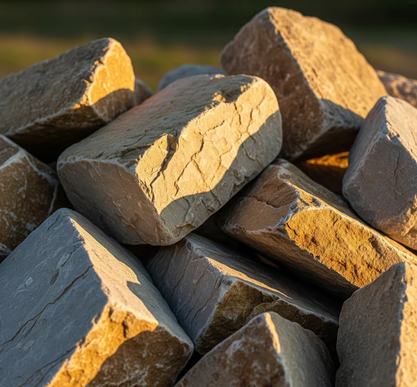 Close-up of quality Veneer stones neatly stacked.